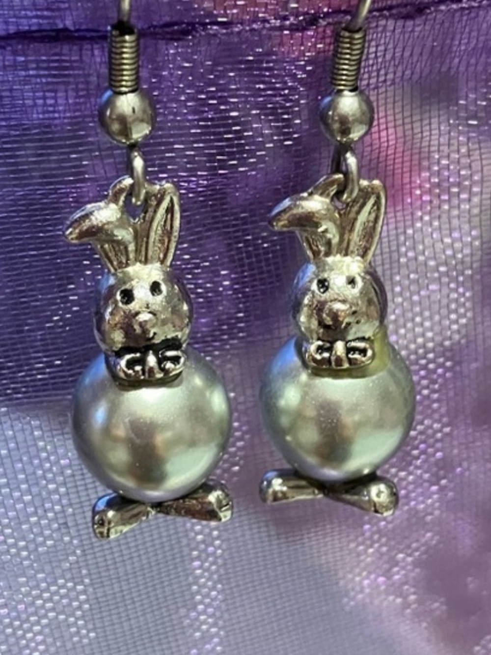Brighton Silver Bunny Pearl Drop Earrings - Silver Pearlescent